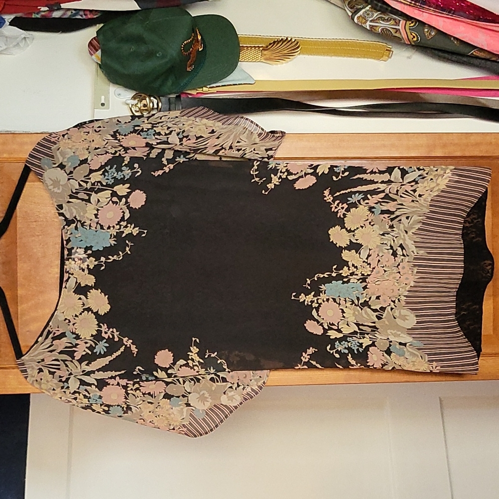 Free People Black Floral Lace shirt dress size Medium